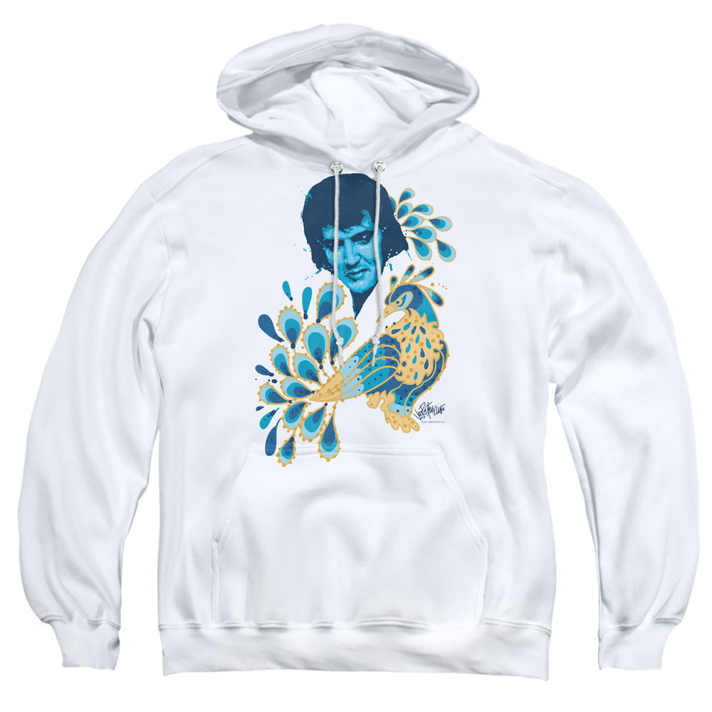 Elvis Presley Peacock Mens Hoodie White Officially Licensed