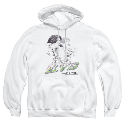 Elvis Presley Elvis Is A Verb Mens Hoodie White Officially Licensed
