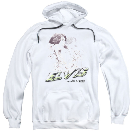 Elvis Presley Elvis Is A Verb Mens Hoodie White Officially Licensed