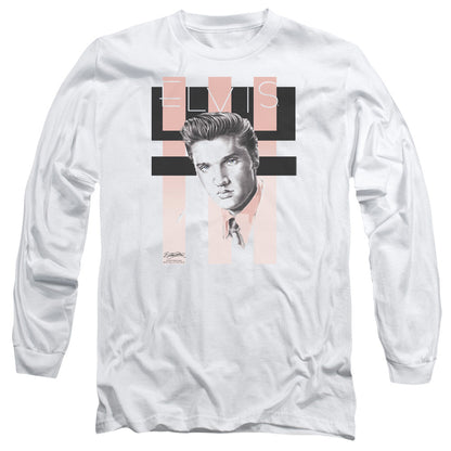 Elvis Presley Retro Mens Long Sleeve Shirt White Officially Licensed Officially Licensed