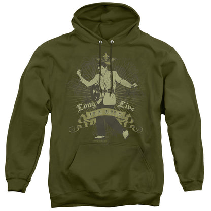 Elvis Presley Long Live The King Mens Hoodie Military Green Officially Licensed
