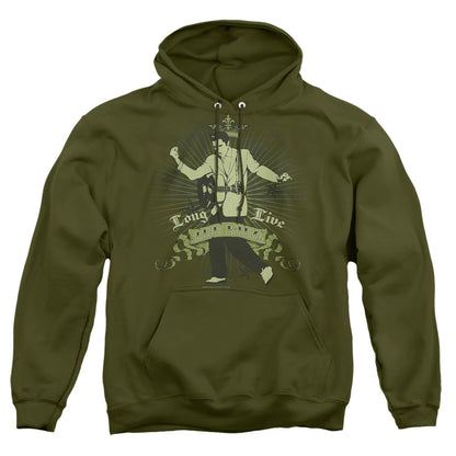 Elvis Presley Long Live The King Mens Hoodie Military Green Officially Licensed