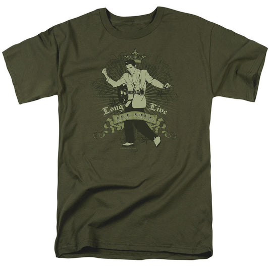 Elvis Presley Long Live The King Mens T Shirt Military Green Officially Licensed