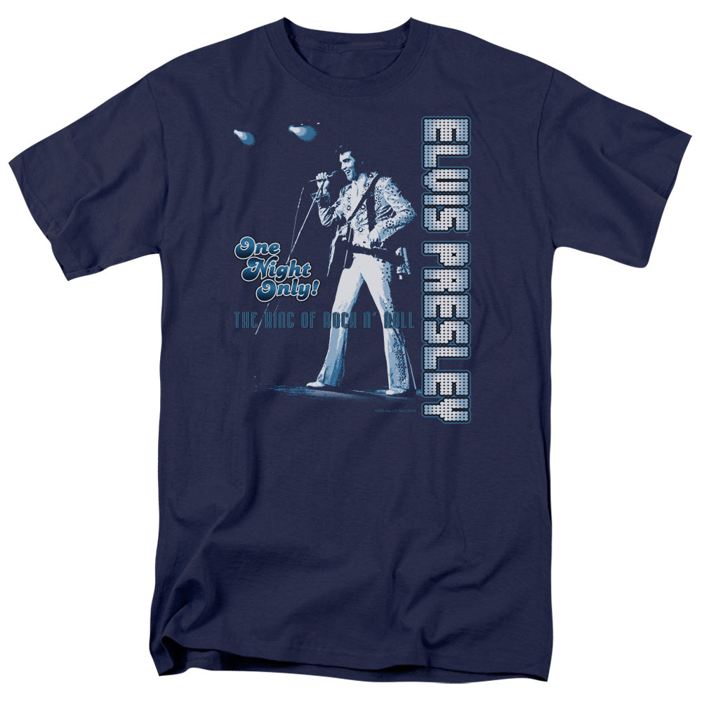 Elvis Presley One Night Only Mens T Shirt Navy Officially Licensed