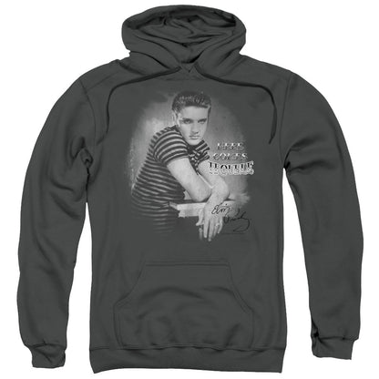 Elvis Presley Trouble Mens Hoodie Charcoal Officially Licensed