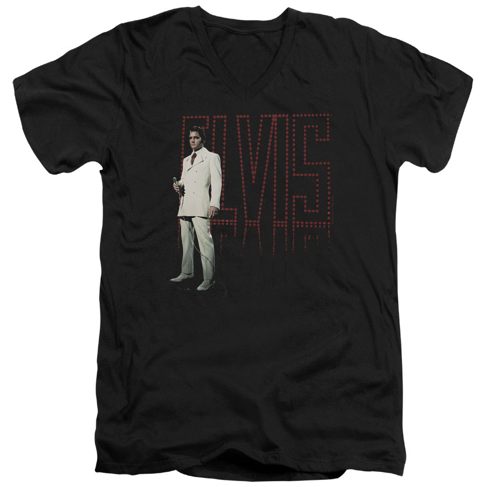 Elvis Presley White Suit Mens Slim Fit V-Neck T Shirt Black Officially Licensed