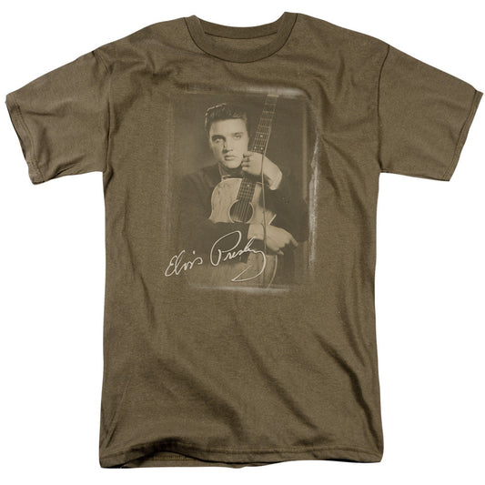 Elvis Presley Guitar Man Mens T Shirt Safari Green Officially Licensed