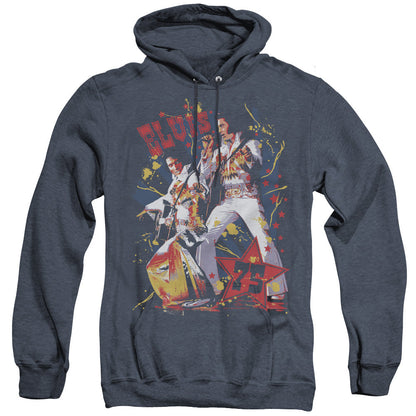 Elvis Presley Eagle Elvis Heather Mens Hoodie Navy Officially Licensed