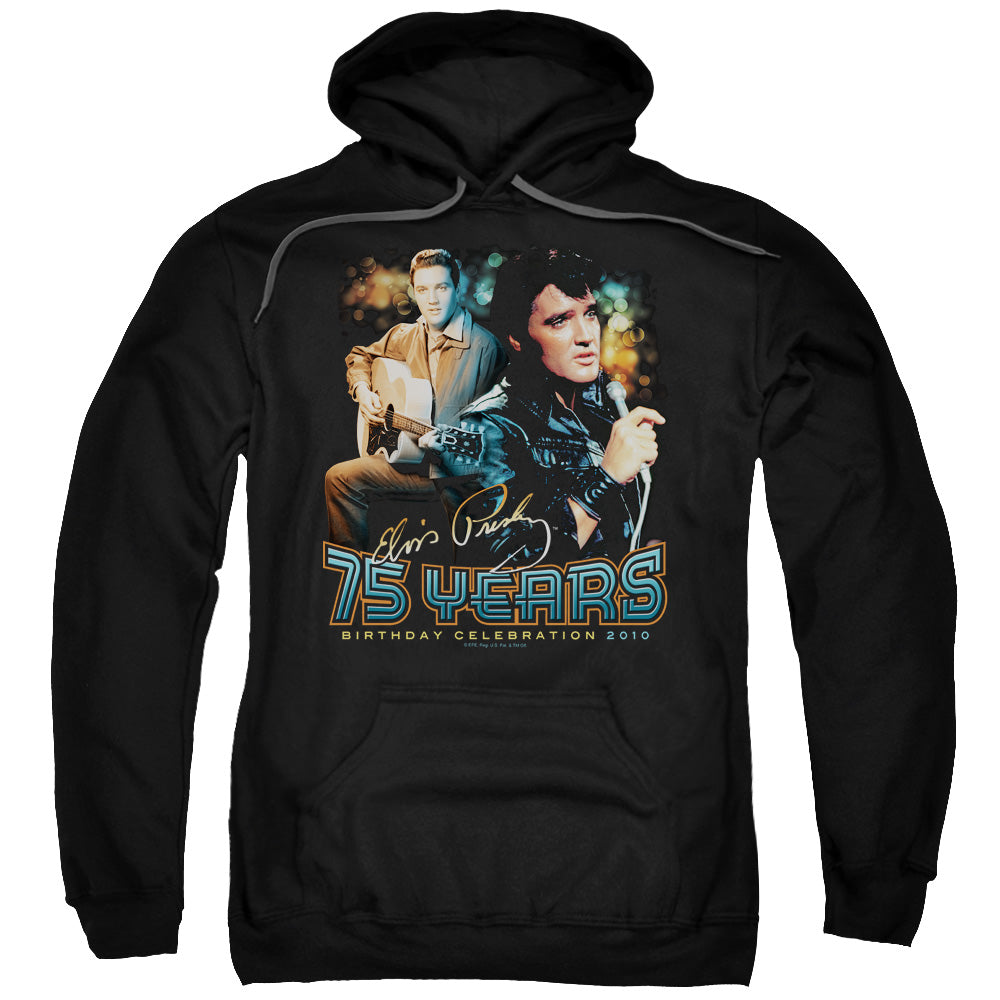 Elvis Presley 75 Years Mens Hoodie Black Officially Licensed