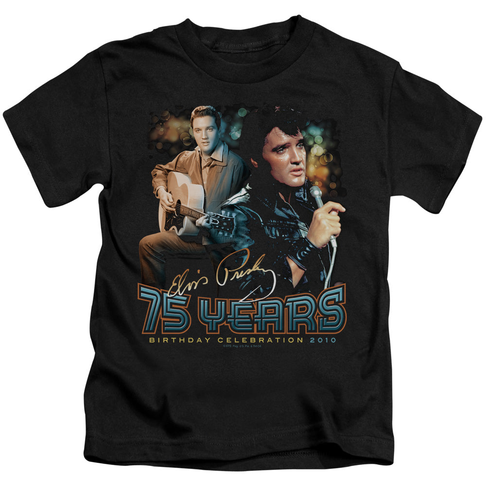 Elvis Presley 75 Years Juvenile Kids Youth T Shirt Black Officially Licensed