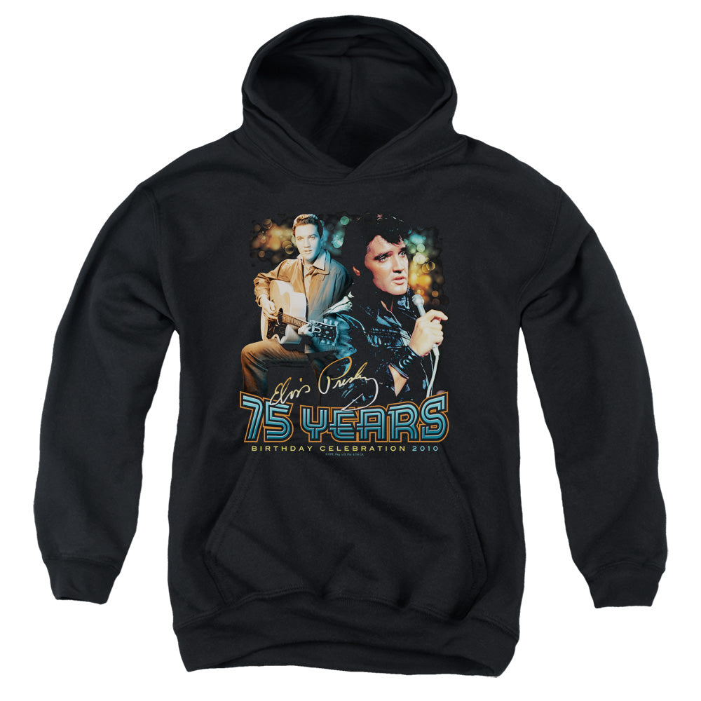 Elvis Presley 75 Years Kids Youth Hoodie Black Officially Licensed