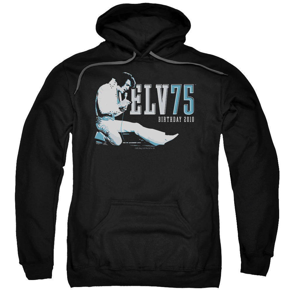 Elvis Presley Elv 75 Logo Mens Hoodie Black Officially Licensed
