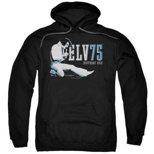 Elvis Presley Elv 75 Logo Mens Hoodie Black Officially Licensed