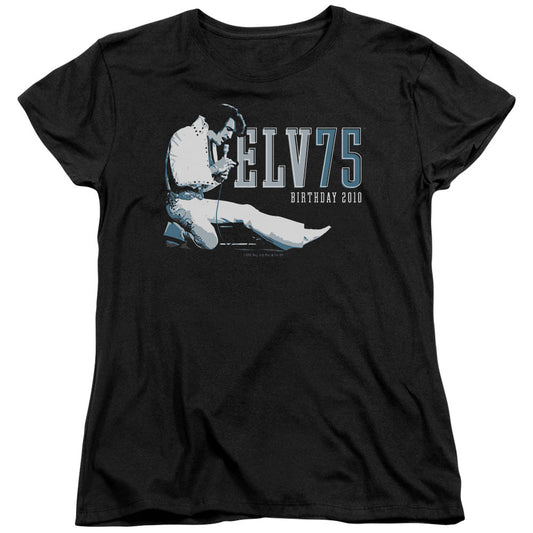Elvis Presley Elv 75 Logo Womens T Shirt Black Officially Licensed