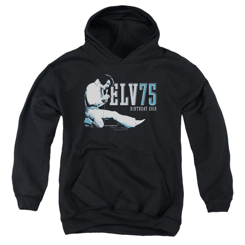 Elvis Presley Elv 75 Logo Kids Youth Hoodie Black Officially Licensed