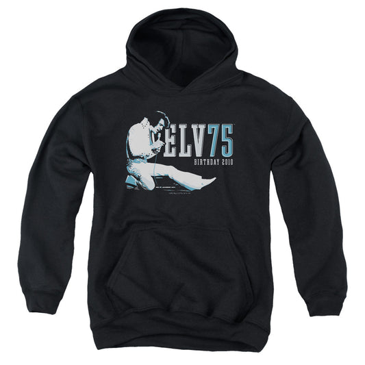Elvis Presley Elv 75 Logo Kids Youth Hoodie Black Officially Licensed