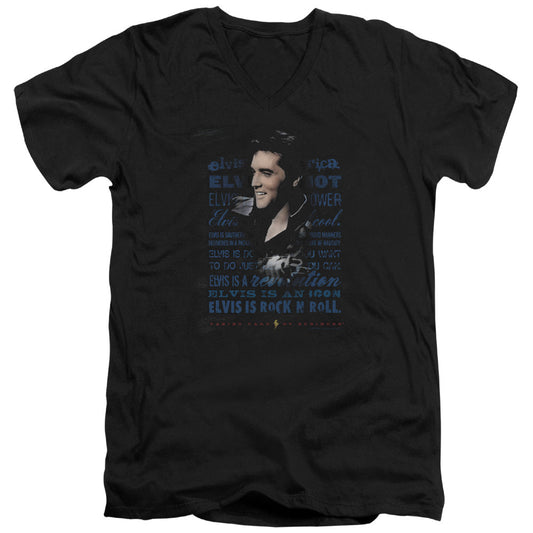 Elvis Presley Icon Mens Slim Fit V-Neck T Shirt Black Officially Licensed