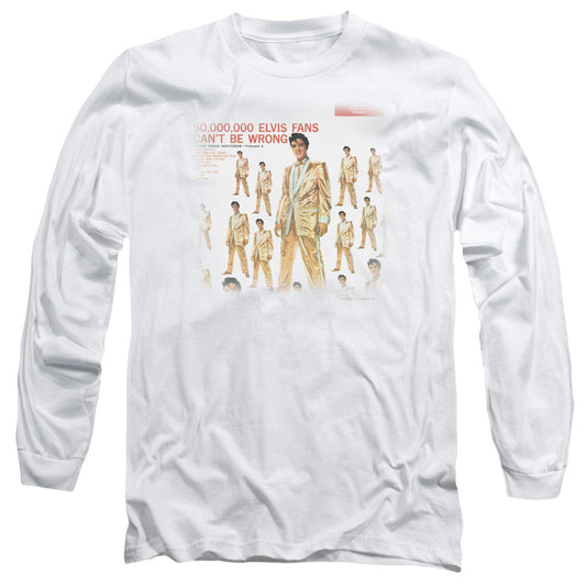 Elvis Presley 50 Million Fans Mens Long Sleeve Shirt White Officially Licensed Officially Licensed