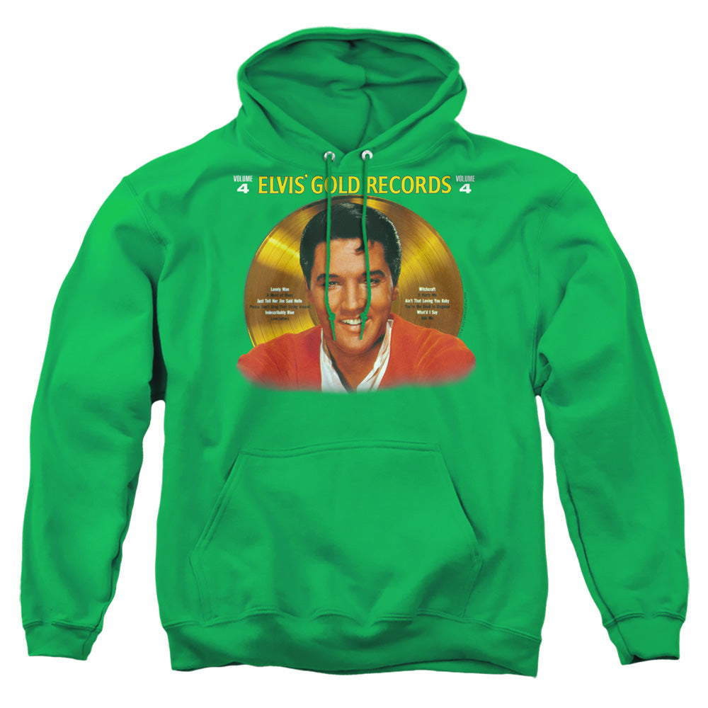 Elvis Presley Gold Records Mens Hoodie Kelly Green Officially Licensed