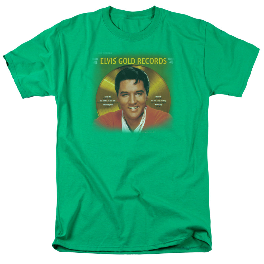 Elvis Presley Gold Records Mens T Shirt Kelly Green Officially Licensed