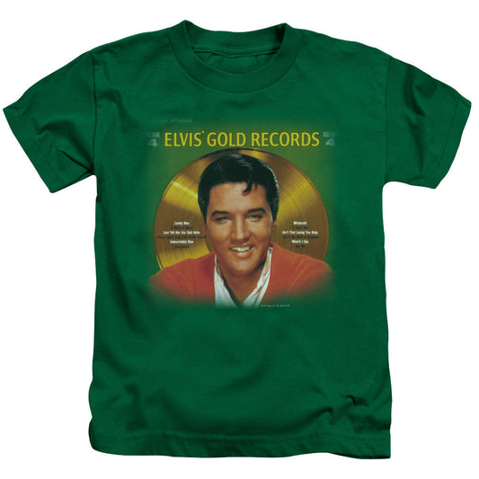 Elvis Presley Gold Records Juvenile Kids Youth T Shirt Kelly Green Officially Licensed