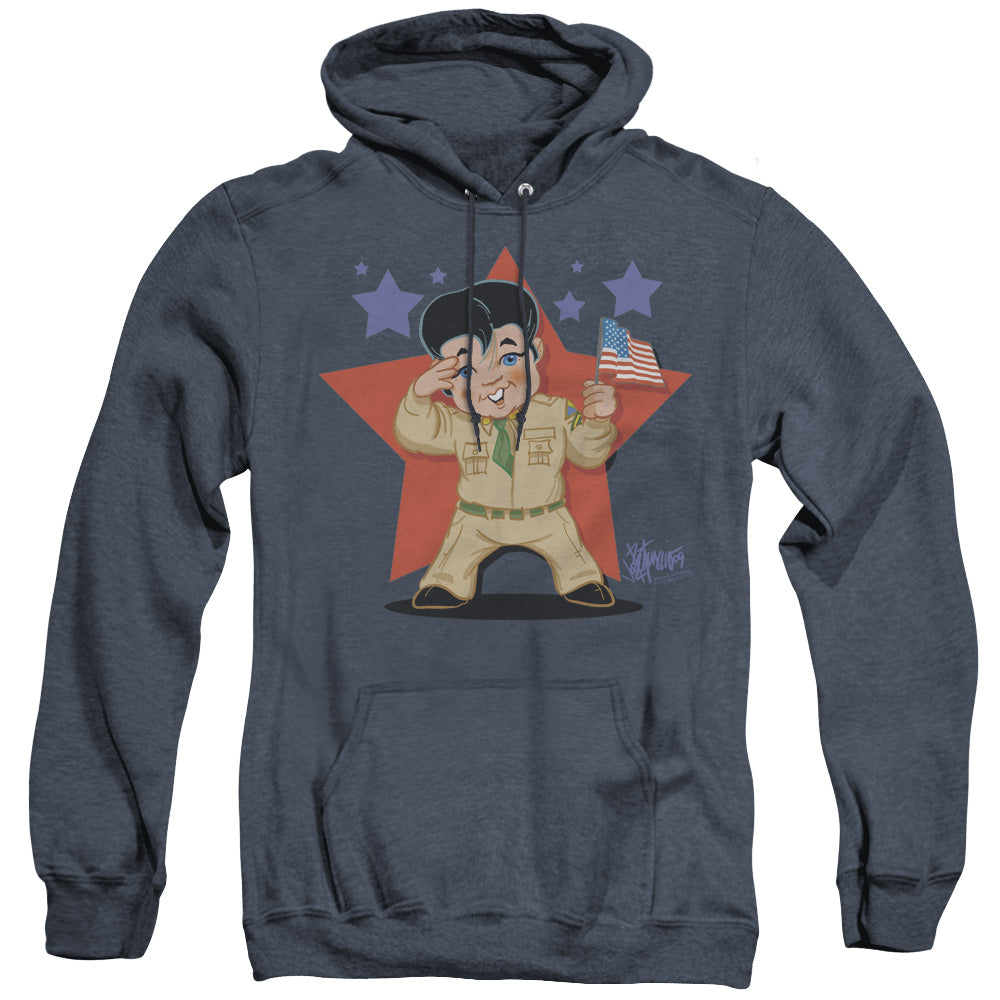 Elvis Presley Lil G I Heather Mens Hoodie Navy Officially Licensed