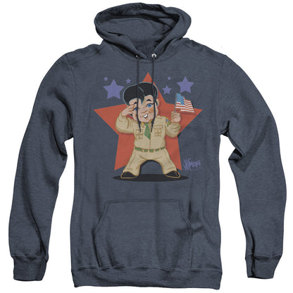 Elvis Presley Lil G I Heather Mens Hoodie Navy Officially Licensed