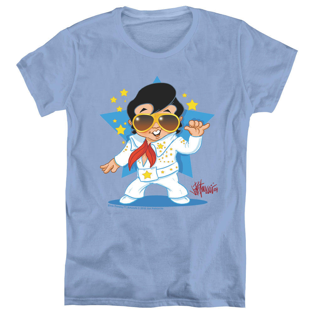 Elvis Presley Jumpsuit Womens T Shirt Carolina Blue Officially Licensed
