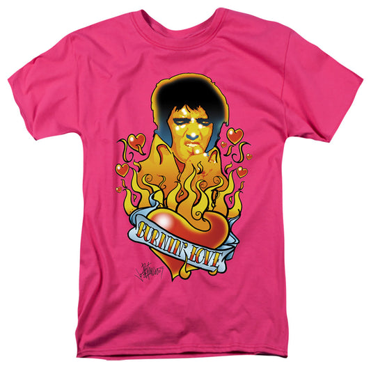 Elvis Presley Burning Love Mens T Shirt Hot Pink Officially Licensed