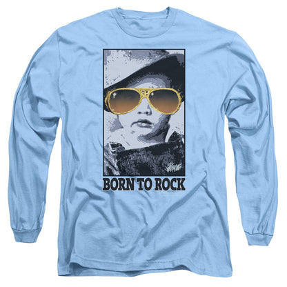 Elvis Presley Born To Rock Mens Long Sleeve Shirt Carolina Blue Officially Licensed Officially Licensed
