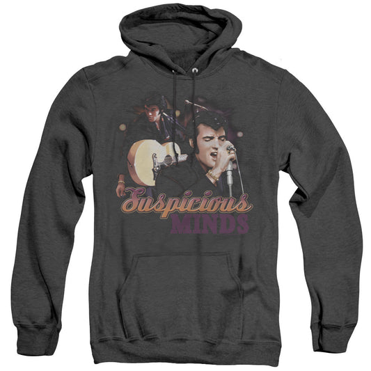 Elvis Presley Suspicious Minds Heather Mens Hoodie Black Officially Licensed