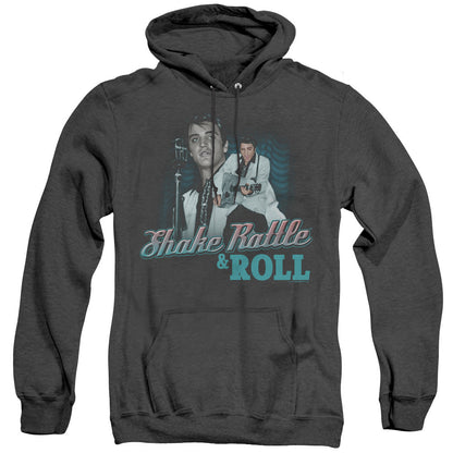 Elvis Presley Shake Rattle & Roll Heather Mens Hoodie Black Officially Licensed