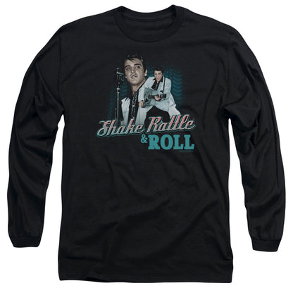 Elvis Presley Shake Rattle & Roll Mens Long Sleeve Shirt Black Officially Licensed Officially Licensed