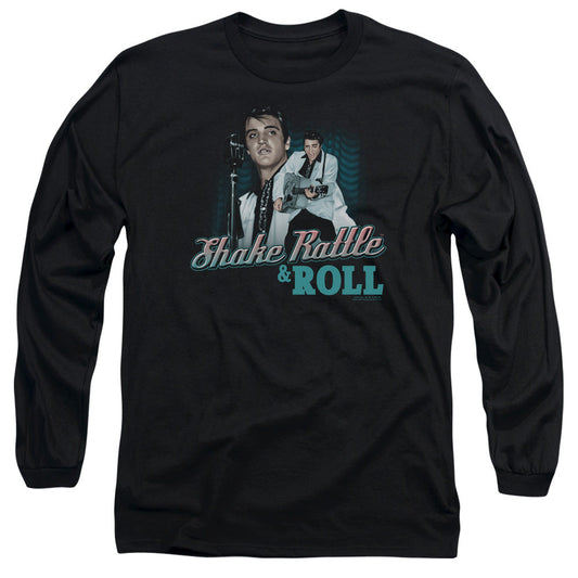 Elvis Presley Shake Rattle & Roll Mens Long Sleeve Shirt Black Officially Licensed Officially Licensed