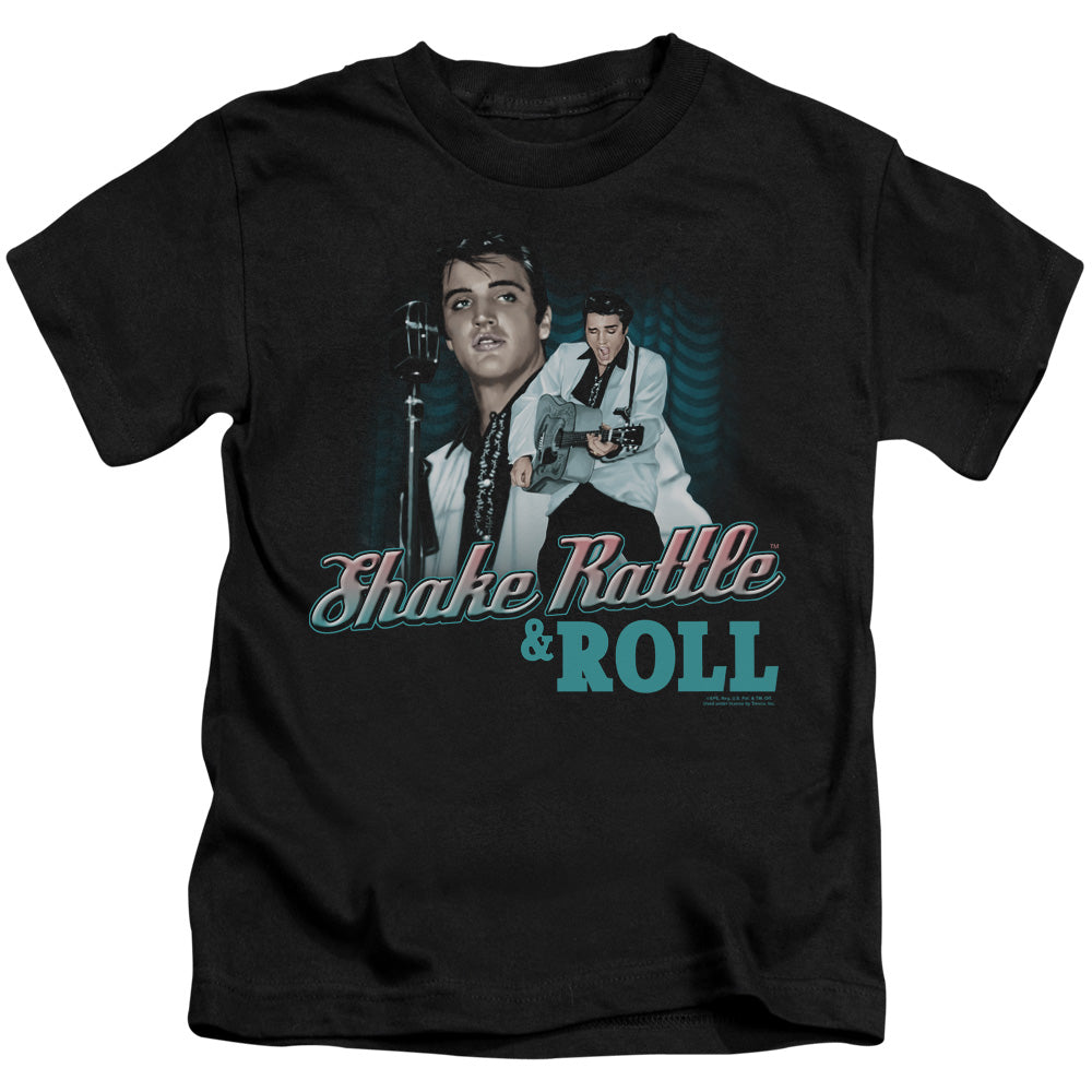 Elvis Presley Shake Rattle & Roll Juvenile Kids Youth T Shirt Black Officially Licensed