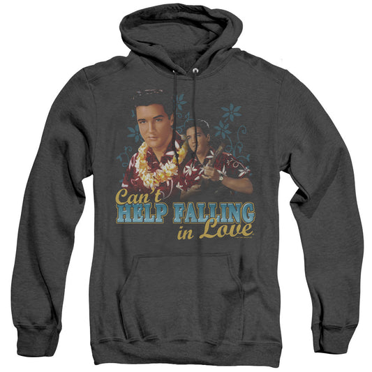 Elvis Presley Cant Help Falling Mens Heather Hoodie Black Officially Licensed