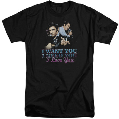 Elvis Presley I Want You Mens Tall T Shirt Black Officially Licensed