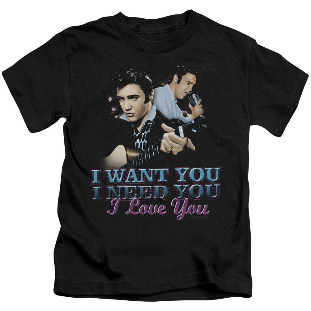 Elvis Presley I Want You Juvenile Kids Youth T Shirt Black Officially Licensed