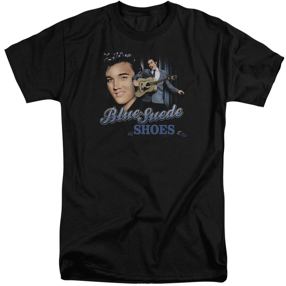Elvis Presley Blue Suede Shoes Mens Tall T Shirt Black Officially Licensed