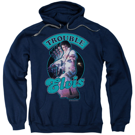 Elvis Presley Total Trouble Mens Hoodie Navy Officially Licensed