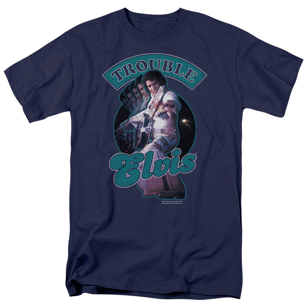 Elvis Presley Total Trouble Mens T Shirt Navy Officially Licensed