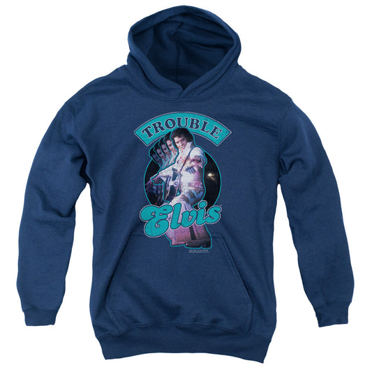 Elvis Presley Total Trouble Kids Youth Hoodie Navy Blue Officially Licensed