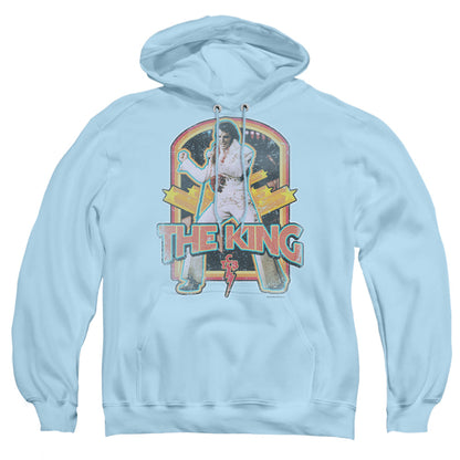Elvis Presley Distressed King Mens Hoodie Light Blue Officially Licensed