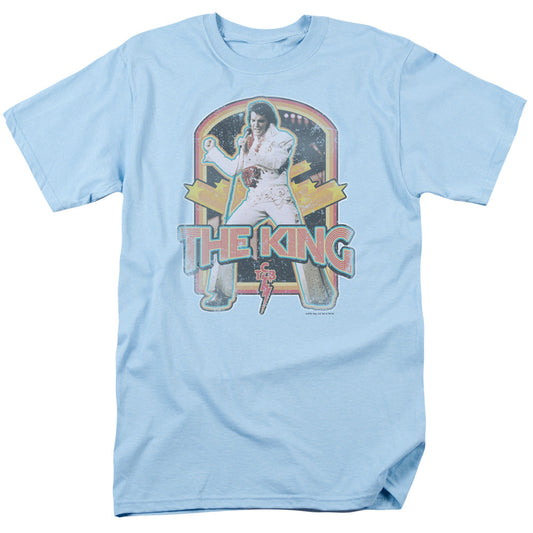 Elvis Presley Distressed King Mens T Shirt Light Blue Officially Licensed