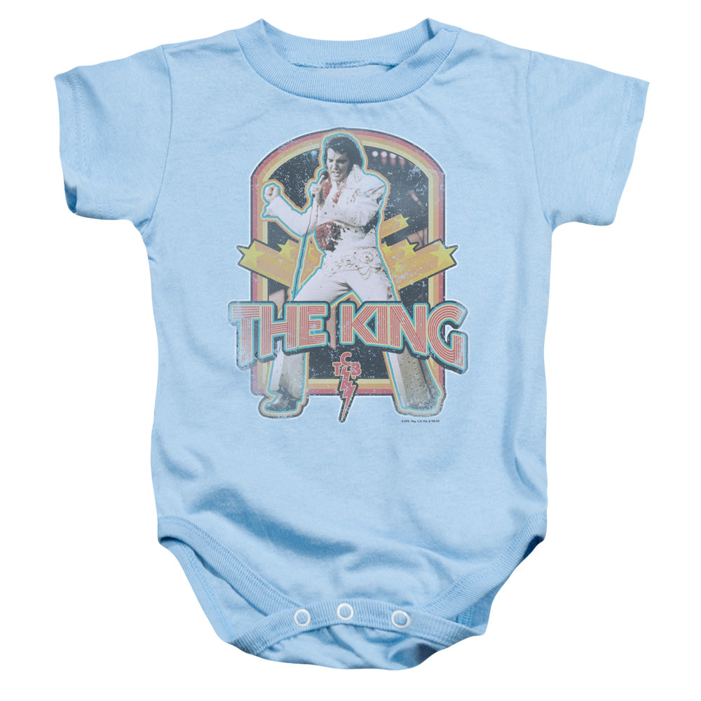 Elvis Presley Distressed King Infant Baby Snapsuit Light Blue Officially Licensed