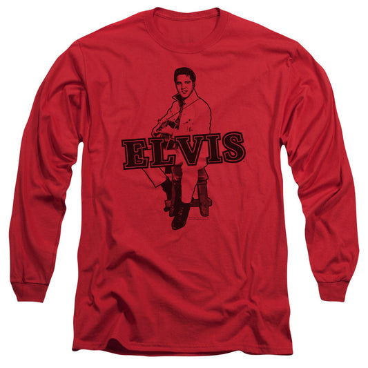 Elvis Presley Jamming Mens Long Sleeve Shirt Red Officially Licensed Officially Licensed