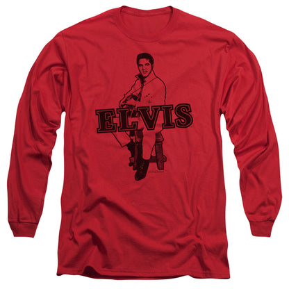 Elvis Presley Jamming Mens Long Sleeve Shirt Red Officially Licensed Officially Licensed