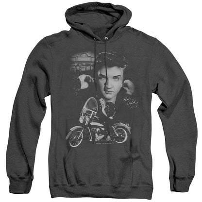 Elvis Presley The King Rides Again Heather Mens Hoodie Black Officially Licensed