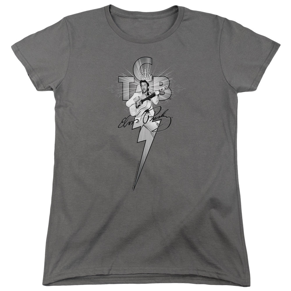 Elvis Presley Tcb Ornate Womens T Shirt Charcoal Officially Licensed