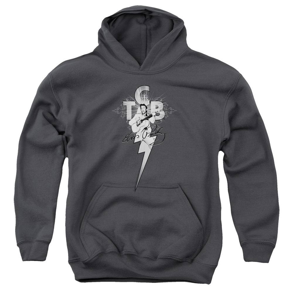 Elvis Presley Tcb Ornate Kids Youth Hoodie Charcoal Officially Licensed